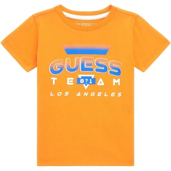 Image 1 of GUESS Оранжева тениска с къс ръкав с контрастен надпис Guess