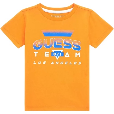 GUESS Оранжева тениска с къс ръкав с контрастен надпис Guess