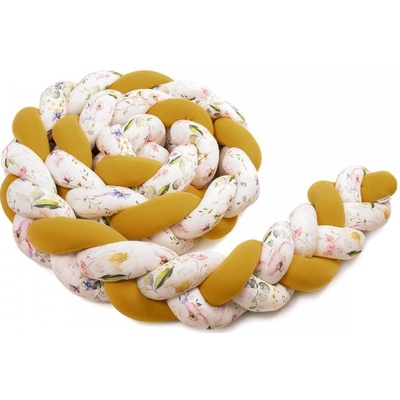 T-tomi Pletený mantinel + vankúšik mráčik Mustard + kvety