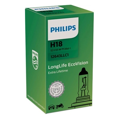 Philips Крушка, фар за дълги светлини PHILIPS H18, 12V, 65W, 1700lm, 1 бр