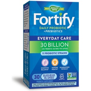 Nature's Way Fortify Daily Probiotic + Prebiotics - Фортифай пробиотик и пребиотици, 30 милиарда активни пробиотици, 30 капсули Nature’s Way (10294)