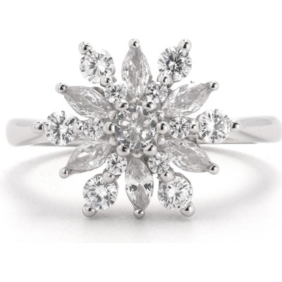 Rafity Stříbrný prsten Crystal Snowflake se zirkony R0116 05