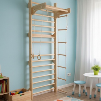 Pepita Rib Wall 215cm - с гимнастически ринг, стълба и щанга за набиране на тежести (60800)