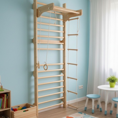Pepita Rib Wall 215cm - с гимнастически ринг, стълба и щанга за набиране на тежести (60800)