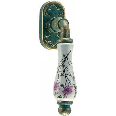 GALBUSERA Kovaná kľučka na eurookná model 1-60 - florentínsky bronz, porcelán D9