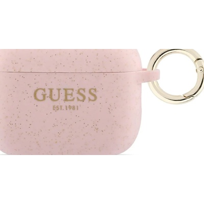 Guess силиконов бляскав калъф Ring за AirPods Pro 3 розов (GUAP3SGGEP)