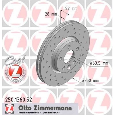 ZIMMERMANN Brzdový kotúč 250136052
