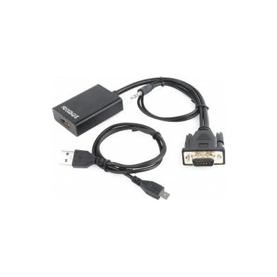 Gembird adaptador vga a hdmi con audio jack 3.5mm 0.15m negro a-vga-hdmi-01
