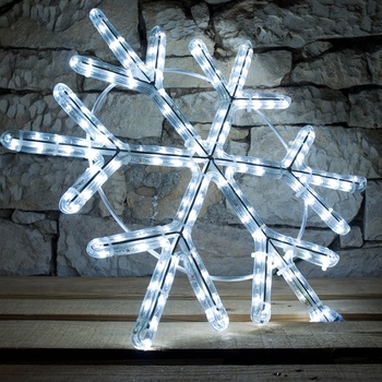 decoLED LED světelná vločka na vrchol stromu pr. 60 cm ledově bílá