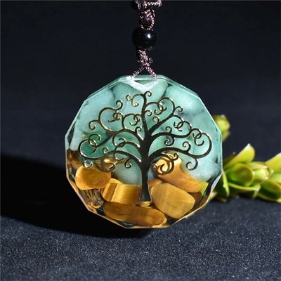 BudNej amulet strom života z amazonitu a tigrieho oka MN6023