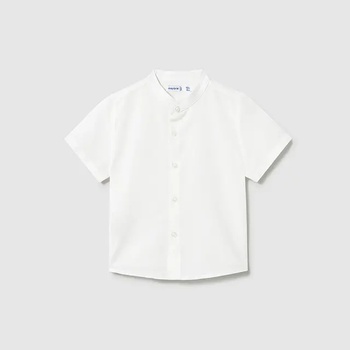 MAYORAL Риза къс ръкав полу яка лен в бял цвят за мини момче Майорал