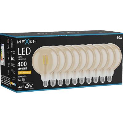 Mexen Vintis 10x крушка с нажежаема жичка LED E27, G125, 4W, Топло - 2200K, 400 lm, кехлибар (L158-E27-0422-50x10)