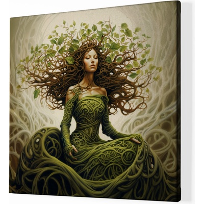 Obraz na plátně - Napojená žena Strom života FeelHappy.cz Rozměr obrazu (Šířka x Výška): 120 x 120 cm