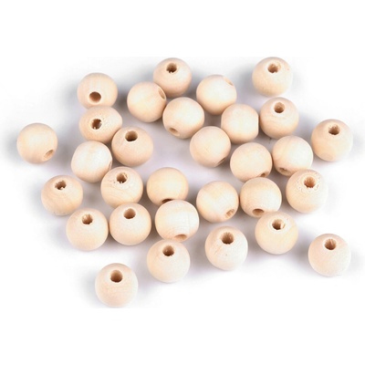 Dřevěné korálky nelakované Ø12 mm, střední, přírodní sv.