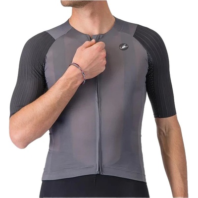 Castelli Мъжка фланелка с къс ръкав за колоездене Castelli Aero Race 8S Jersey Cycling jersey - Smoky Gray - размер XL (056-3884-0215)