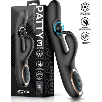 INTOYOU Patty Rotating Ball Rabbit Vibrator 3 Motors Black