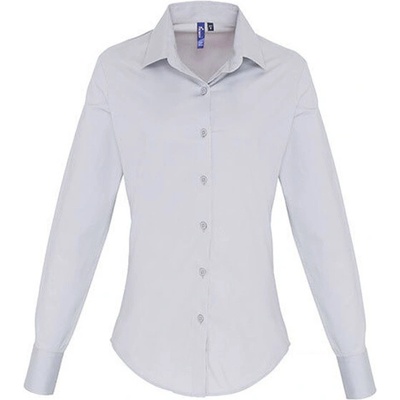 Premier Workwear Dámska bavlnená košeľa s dlhým rukávom PR344 Silver