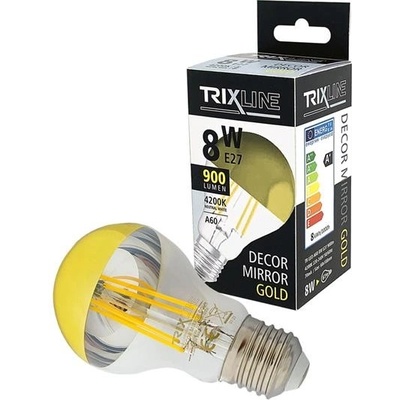 Trixline žiarovka LED E27 8W biela prírodná Decor Mirror A60 Gold