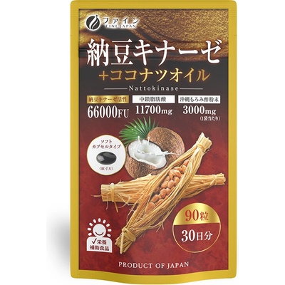 Fine Japan Наттокиназа + кокосово масло 90 капсули | Fine Japan (009943 (000134) FJ)