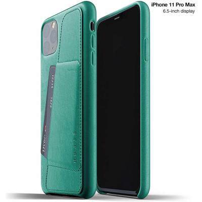 Mujjo Leather Wallet Case - кожен (естествена кожа) кейс с джоб за кредитна карта за iPhone 11 Pro Max (зелен)