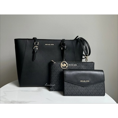 Michael Kors kožená kabelka Charlotte large 3 v 1 light černá