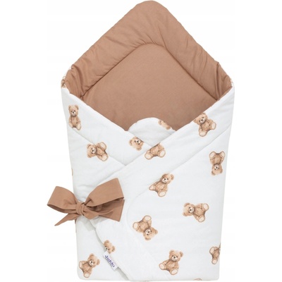 JUKKI Zavinovačka pro miminka bavlněná oboustranná MR TEDDY bílá KARAMEL