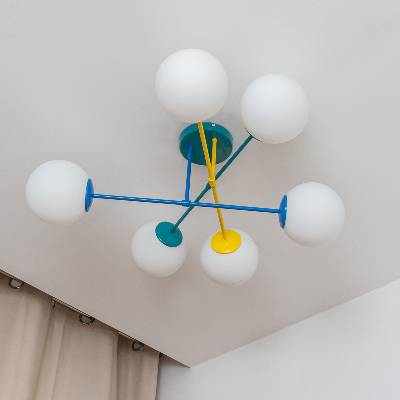 Helam Плафон MOON 6xE27/15W/230V тюркоаз/жълто/синьо (HE1743)