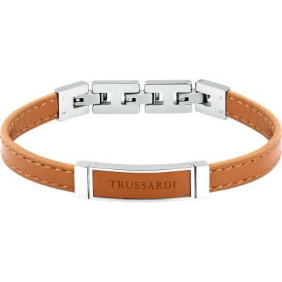 Trussardi Světle hnědý kožený náramek pro muže T-Leather TJAXZ04