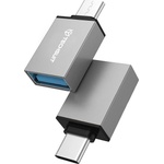 Techsuit - (2 броя) OTG адаптери DuoVoltX (A13) - USB към Type-C, 3A, Plug&Play, бърз трансфер, 5Gbps - сив