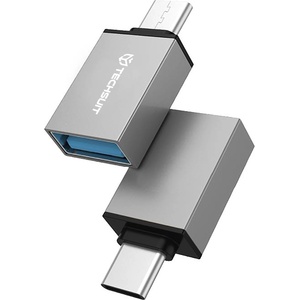 Techsuit - (2 броя) OTG адаптери DuoVoltX (A13) - USB към Type-C, 3A, Plug&Play, бърз трансфер, 5Gbps - сив
