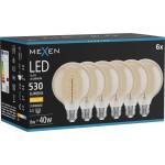 Mexen Vintis 6x LED крушка с нажежаема жичка спирала E27, G95, 6W, Топла - 2700K, 530 lm, (L167-E27-0627-50x06)