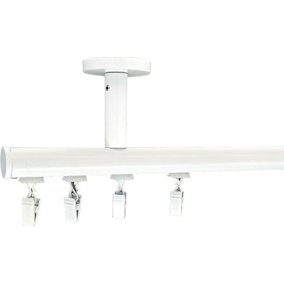 Kovovégarnýže Stropní garnýž Deco bílá lesklá Jednořadá 151-200cm nacvakávací jezdec s háčkem