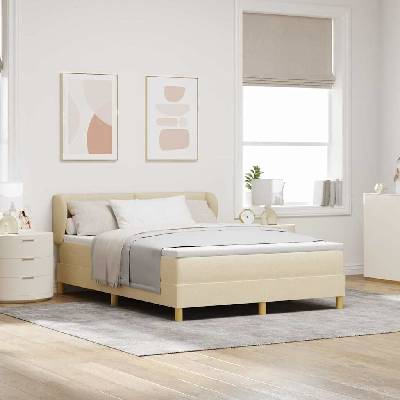 Postel s boxspringem s čelo Krémová 140 x 190 cm textil