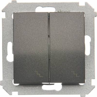 Kontakt-Simon Simon 54 dvojitý schodišťový spínač s podsvícením 10AX 250V antracit (DW6/2L.01/48)