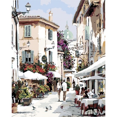zuty Malování podle čísel Procházka kavárnou Richard Macneil 80 x 100 cm vypnuté plátno na rám
