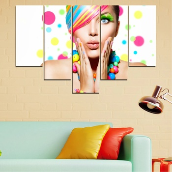 Vivid Home Декоративни панели Vivid Home от 5 части, Жена, PVC, 110x65 см, 6-та Форма №0691