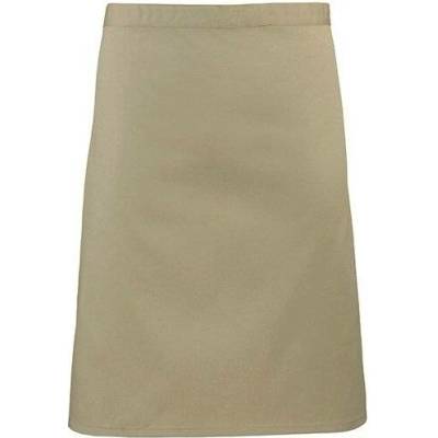 Premier Workwear Středně dlouhá keprová zástěra do gastro provozu khaki světlá 70 x 50 cm PW151