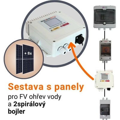 SolarEco solární set pro 2spirálový bojler MPPT DZD1.x Mini AC 2,5kW 8x Jinko Solar 440Wp