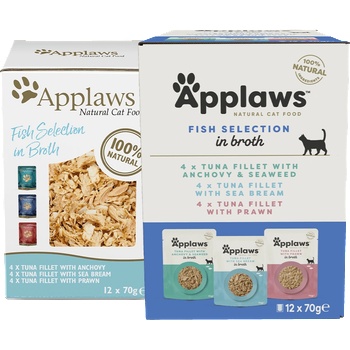 Applaws Fish Selection Multipack in Broth - Натурална селекция от рибни паучове за котки 12 x 70гр