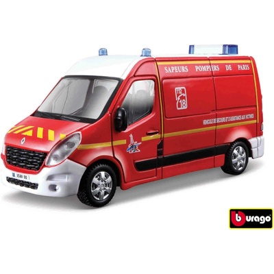 Bburago Renault Master červená hasiči 1:50