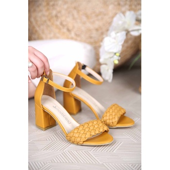 Moda Trend Дамски сандали с ток - Горчица 302533 (302533_Горчица)