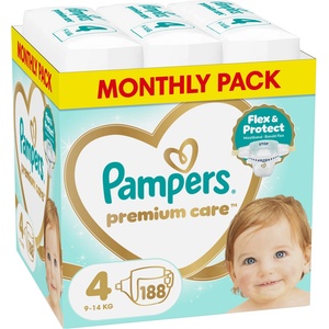 Pampers Пелени Pampers Premium Care - Размер 4, 9-14 kg, 188 броя (1100051057) - baby