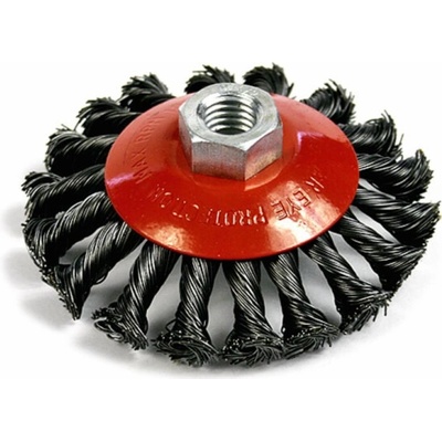 Strend Pro kartáč TCB-504 100 mm, kulatý, miska, opletení, M14x2, drát 0,5 mm