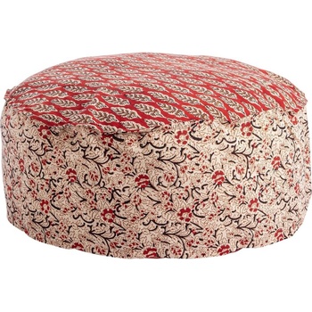 Bizzotto Червен пуф Lorient с десен лист-цвете D65x25 (0463904)