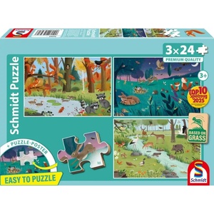Schmidt Spiele Детски пъзел Schmidt от 3 x 24 части - Горски и полски животни (56581) - baby