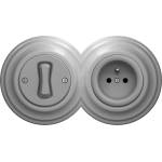 Kliklap - Ретро еднополюсен ключ №1 и розетка 230 V с рамка, сив (KA0053D)