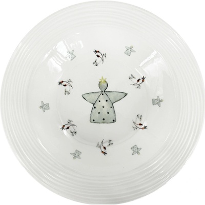 by inspire Porcelánový polévkový talíř Croft Advent Berries 23cm, zelená/červená
