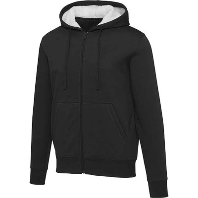 Natron mikina s kapucí a dlouhým zipem ze sherpa materiálu Černá