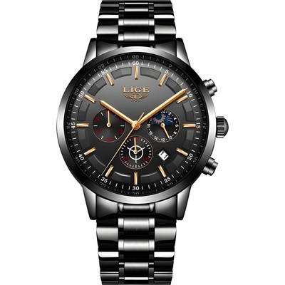 LIGE Часовник lige st-4056 - Черен / Златен kp4056 (st-4056)