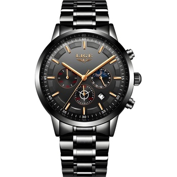 LIGE Часовник lige st-4056 - Черен / Златен kp4056 (st-4056)